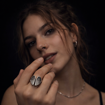 Silver Angel Wings Ring
