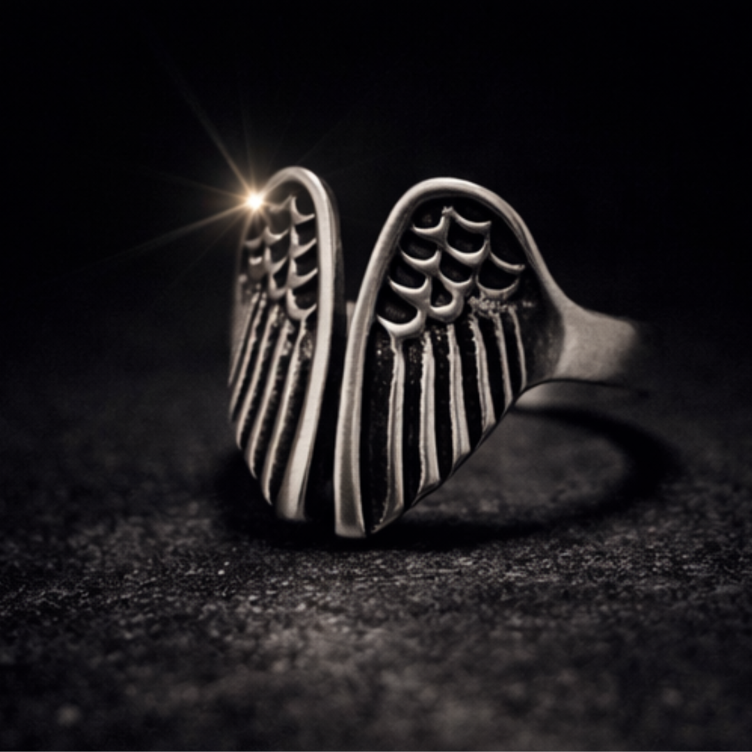 Silver Angel Wings Ring