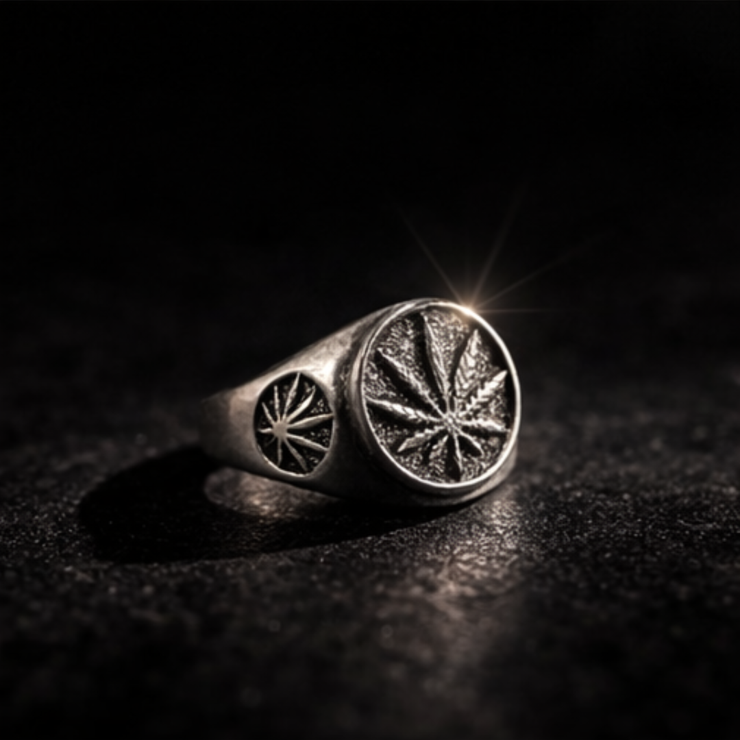 Hemp Leaf Titanium Steel Ring